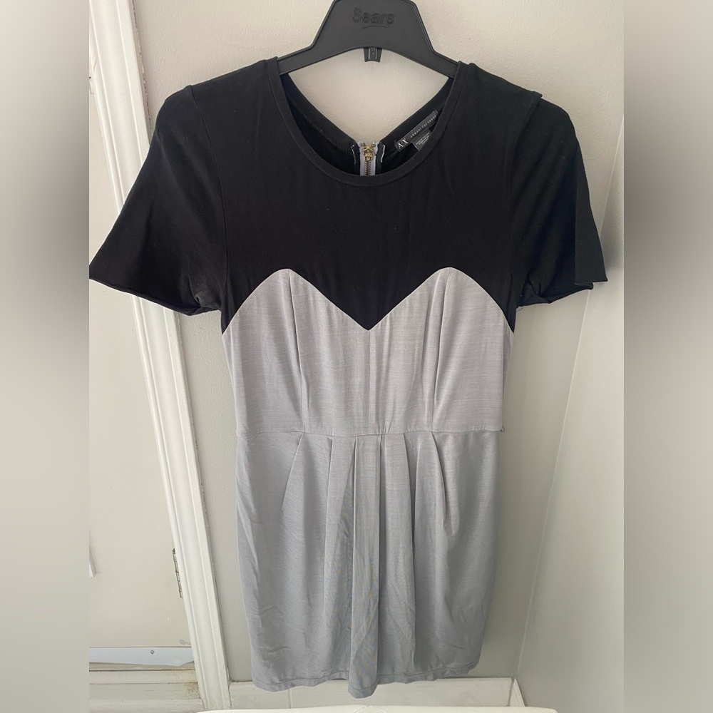 🔴 Armani Exchange Black and Silver Sheath Midi Dress
